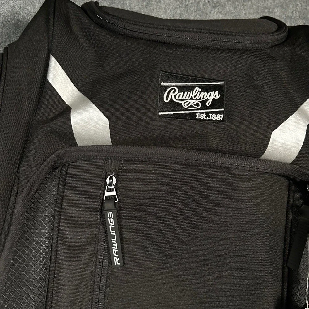 Rawlings Legion Baseball Softball Backpack Black 45L Bat Sleeves Shoe Pocket NEW